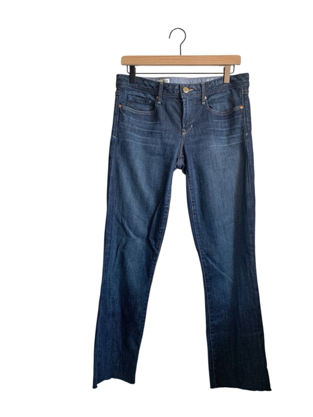 Women's GAP 1969 Real Straight Leg Raw Hem Jeans in Dark Rinse Indigo